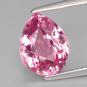 3.39캐럿 천연 핑크 투르말린, 배 모양, 10.9×8.4 mm, VVS