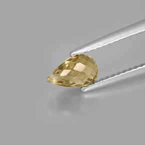 0.94캐럿 천연 녹빛 골든 투르말린, 브리올레트, 7.3×4.5 mm, VS