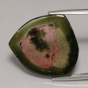 12.35캐럿 천연 워터멜론 투르말린, 투명한, 21.2×19.9 mm, 투명/반투명