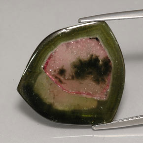 12.35캐럿 천연 워터멜론 투르말린, 투명한, 21.2×19.9 mm, 투명/반투명