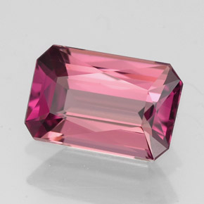 2.55캐럿 천연 멀티 핑크 투르말린, 에메랄드 컷, 10.5×7 mm, VVS-VS