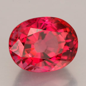 3.15캐럿 천연 핑크 레드 투르말린, 타원형 컷, 9.7×7.7 mm, VVS