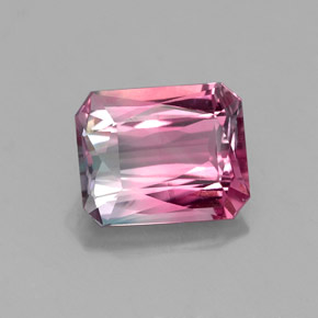 1.71캐럿 천연 멀티컬러 투르말린, 에메랄드 컷, 7.9×6.4 mm, VS