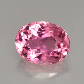 2.37캐럿 천연 핑크 투르말린, 타원형 컷, 9.4×7.3 mm, VVS