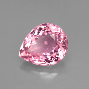 3.21캐럿 천연 로즈 핑크 투르말린, 배 모양, 10.7×8.7 mm, VVS-VS