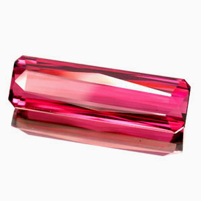 10.98캐럿 천연 퍼플 핑크 투르말린, 에메랄드 컷, 25.4×7.7 mm, VVS