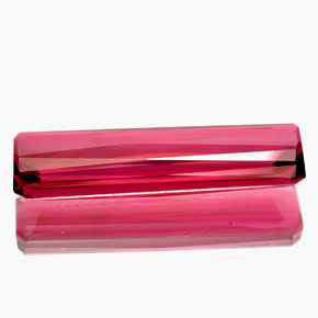 10.98캐럿 천연 퍼플 핑크 투르말린, 에메랄드 컷, 25.4×7.7 mm, VVS