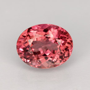 3.09캐럿 천연 로즈 투르말린, 타원형 컷, 9.9×7.8 mm, VVS