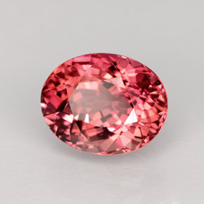 3.09캐럿 천연 로즈 투르말린, 타원형 컷, 9.9×7.8 mm, VVS