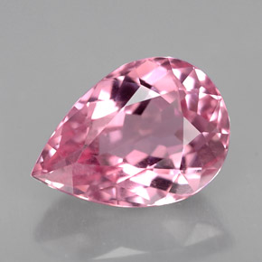 2.25캐럿 천연 핑크 투르말린, 배 모양, 10.2×7.3 mm, VS
