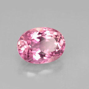 3.41캐럿 천연 딥 핑크 투르말린, 타원형 컷, 10.5×7.8 mm, VS