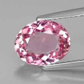 1.86캐럿 천연 핑크 투르말린, 타원형 컷, 9×7.2 mm, VS-SI