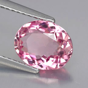 1.86캐럿 천연 핑크 투르말린, 타원형 컷, 9×7.2 mm, VS-SI