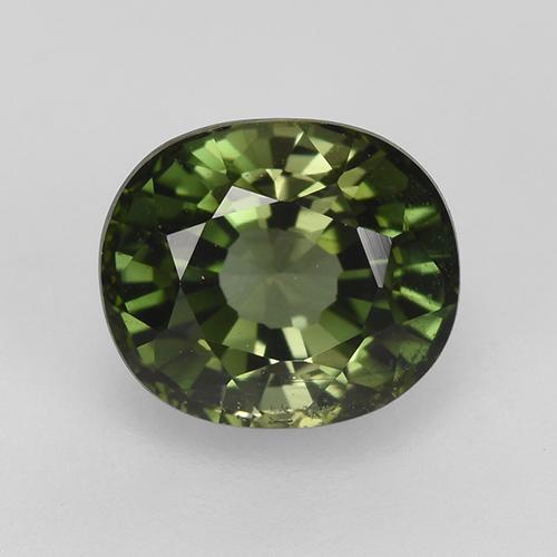 1.53캐럿 천연 포레스트 그린 투르말린, 타원형 컷, 7×6.1 mm, VVS-VS
