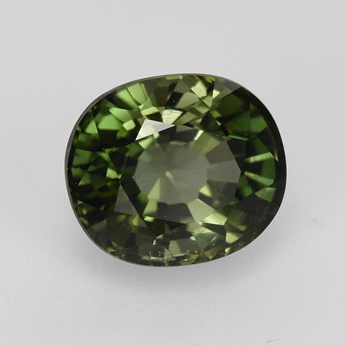 1.53캐럿 천연 포레스트 그린 투르말린, 타원형 컷, 7×6.1 mm, VVS-VS
