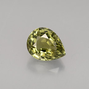 1.21캐럿 천연 노란빛 그린 투르말린, 배 모양, 7.7×6.1 mm, VS