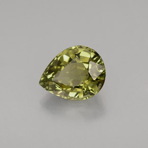 1.21캐럿 천연 노란빛 그린 투르말린, 배 모양, 7.7×6.1 mm, VS