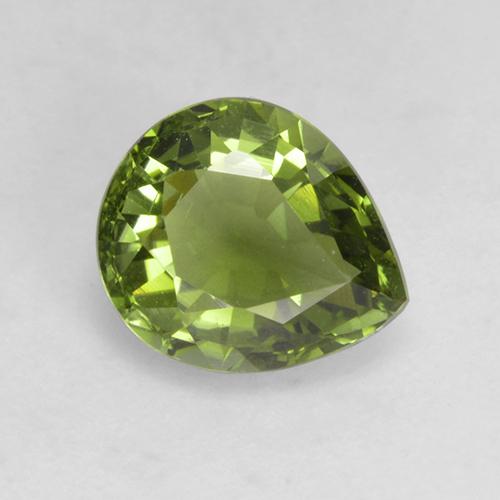 1.19캐럿 천연 따뜻한 녹색 투르말린, 배 모양, 7.5×6.4 mm, VVS-VS