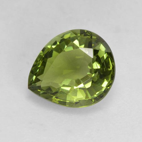 1.19캐럿 천연 따뜻한 녹색 투르말린, 배 모양, 7.5×6.4 mm, VVS-VS