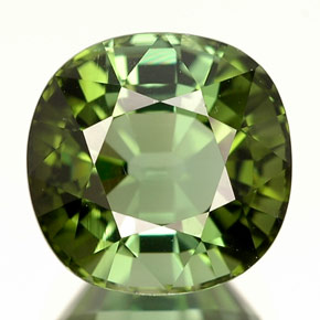 2.98캐럿 천연 노란빛 그린 투르말린, 쿠션 컷, 8.2×8.1 mm, IF