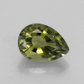 1.97캐럿 천연 노란빛 그린 투르말린, 배 모양, 9.2×6.7 mm, VVS