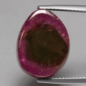 10.19캐럿 천연 멀티컬러 투르말린, 멋진 모양, 16.2×12.9 mm, 투명한