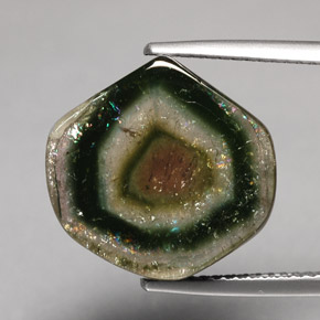 10.79캐럿 천연 멀티컬러 투르말린, 투명한, 15.5×15.1 mm, 투명/반투명