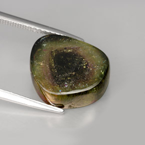 9.19캐럿 천연 멀티컬러 투르말린, 멋진 모양, 13×11.8 mm, 투명한