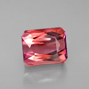 4.93캐럿 천연 멀티 핑크 투르말린, 에메랄드 컷, 9.3×7.5 mm, VVS