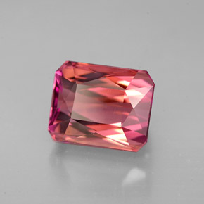 4.93캐럿 천연 멀티 핑크 투르말린, 에메랄드 컷, 9.3×7.5 mm, VVS