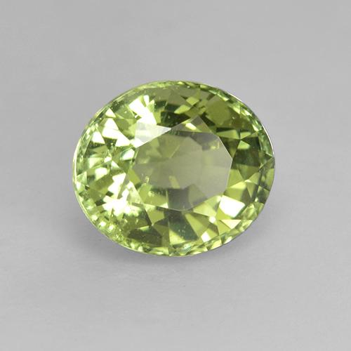 1.27캐럿 천연 Pear Green  투르말린, 타원형 컷, 7×6 mm, VS