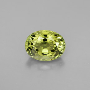 1.63캐럿 천연 노란빛 그린 투르말린, 타원형 컷, 8.3×6.4 mm, VVS