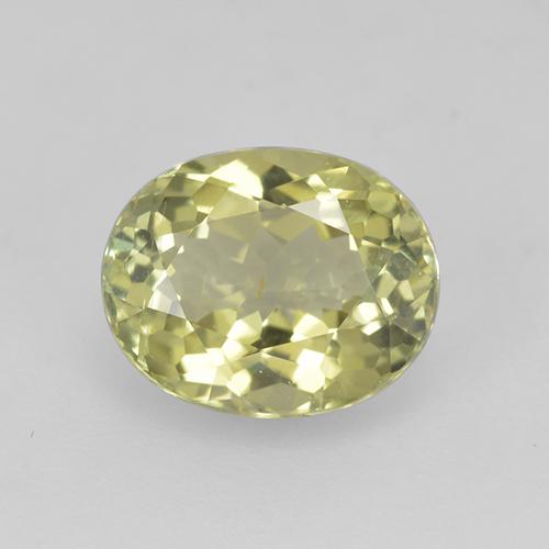1.25캐럿 천연 Light Greenish Yellow  투르말린, 타원형 컷, 7.6×6.1 mm, VS