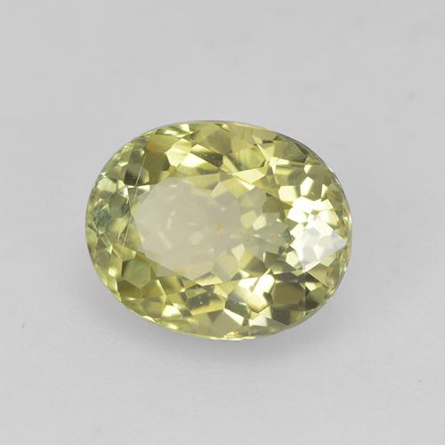 1.25캐럿 천연 Light Greenish Yellow  투르말린, 타원형 컷, 7.6×6.1 mm, VS