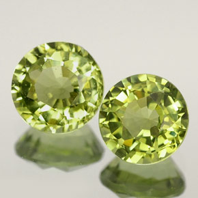 캐럿 천연 노란빛 그린 투르말린 보석, 라운드 컷, 6.04 mm, VVS-VS