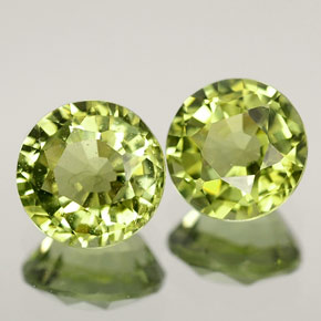 캐럿 천연 노란빛 그린 투르말린 보석, 라운드 컷, 6.04 mm, VVS-VS