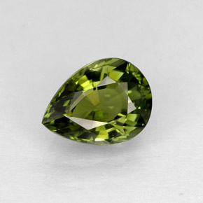 0.91캐럿 천연 노란빛 그린 투르말린, 배 모양, 7.3×5.5 mm, IF