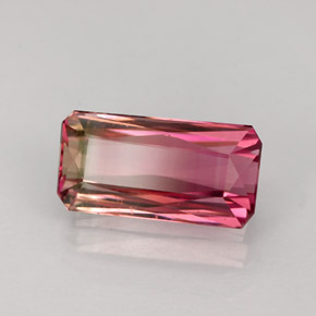 2.89캐럿 천연 바이컬러 투르말린, 에메랄드 컷, 11.1×5.6 mm, VS