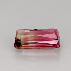 2.89캐럿 천연 바이컬러 투르말린, 에메랄드 컷, 11.1×5.6 mm, VS