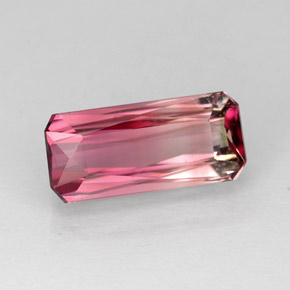 2.81캐럿 천연 바이컬러 투르말린, 에메랄드 컷, 11.8×5.3 mm, VVS-VS