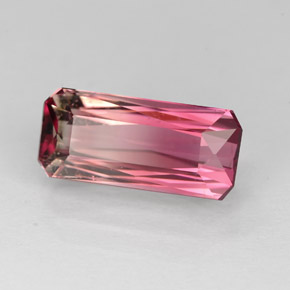 2.81캐럿 천연 바이컬러 투르말린, 에메랄드 컷, 11.8×5.3 mm, VVS-VS