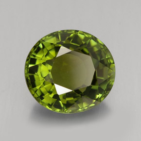 3.15캐럿 천연 그린 투르말린, 타원형 컷, 9.3×8.5 mm, VVS