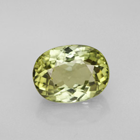 3.18캐럿 천연 노란빛 그린 투르말린, 타원형 컷, 10×7.5 mm, VVS-VS