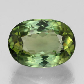 3.74캐럿 천연 노란빛 그린 투르말린, 타원형 컷, 10.8×7.8 mm, VVS-VS