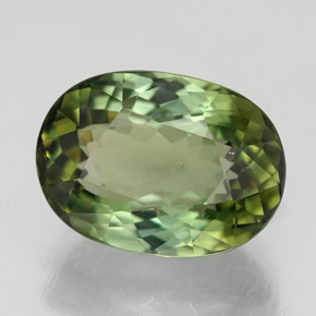 3.74캐럿 천연 노란빛 그린 투르말린, 타원형 컷, 10.8×7.8 mm, VVS-VS