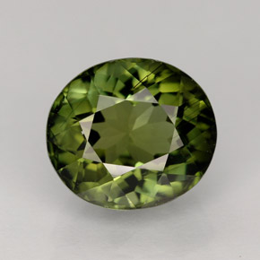 4.07캐럿 천연 그린 투르말린, 타원형 컷, 10.2×9.1 mm, VVS-VS