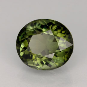 4.07캐럿 천연 그린 투르말린, 타원형 컷, 10.2×9.1 mm, VVS-VS