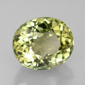 2.92캐럿 천연 노란빛 그린 투르말린, 타원형 컷, 9.1×7.8 mm, VVS