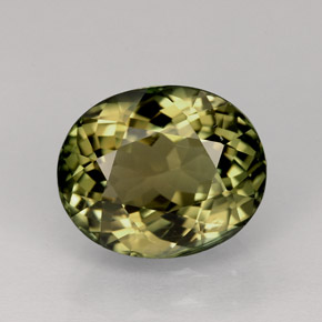 3.43캐럿 천연 골든 그린 투르말린, 타원형 컷, 9.9×8.2 mm, VVS