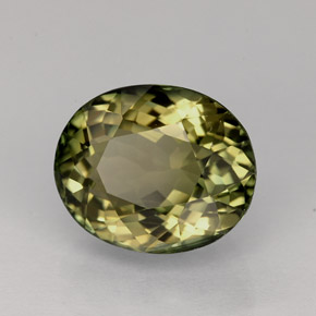 3.43캐럿 천연 골든 그린 투르말린, 타원형 컷, 9.9×8.2 mm, VVS